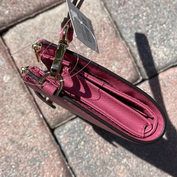 Michael Kors Jet Set Travel Large Double Zip Wristlet Wallet Rosewood Leather - Picture 8 of 16